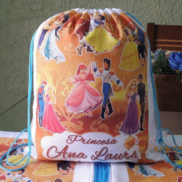 Mochilinha Ecobag Sacochila Personalizada Princesas