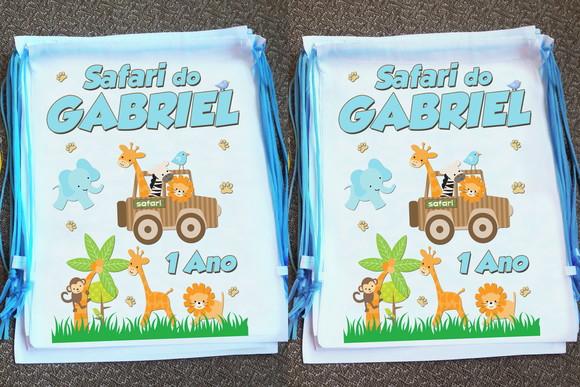 Mochilinha Ecobag Sacochila Personalizada Safari Floresta