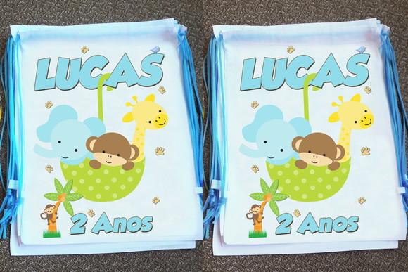 Mochilinha Ecobag Sacochila Personalizada Safari Floresta