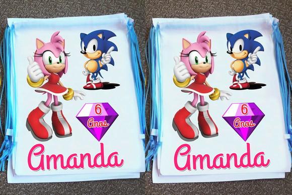 Mochilinha Ecobag Sacochila Personalizada Sonic