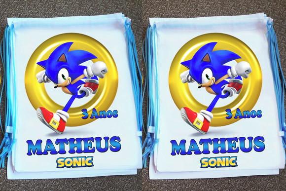 Mochilinha Ecobag Sacochila Personalizada Sonic