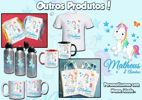 Mochilinha Ecobag Sacochila Personalizada Unicórnio Meninos
