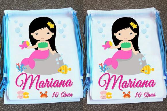 Mochilinha Ecobag Sacochila Personalizadas Sereias