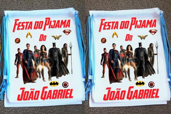 Mochilinha Personalizada Festa do Pijama Liga da Justiça