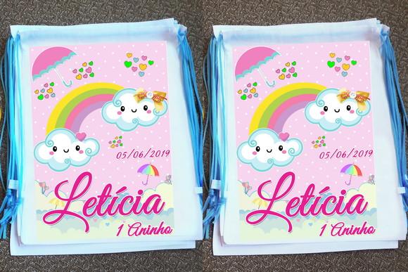 Mochilinha Personalizada Chuva de Bençãos Chuva de Amor