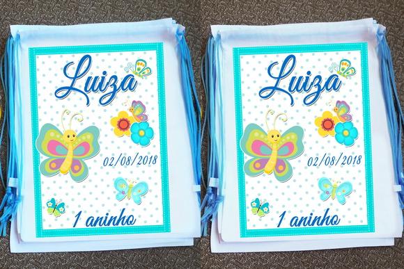 Mochilinha Personalizada Jardim das Borboletas e Flores