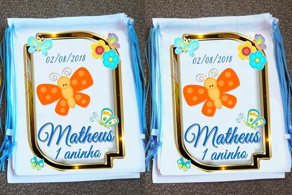 Mochilinha Personalizada Jardim das Borboletas e Flores
