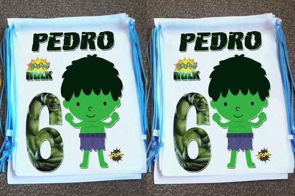 Mochilinha Sacochila Ecobag Personalizada Hulk