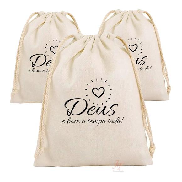 Saquinhos 10 x 15cm Personalizados Algodão Cru Lembrancinhas