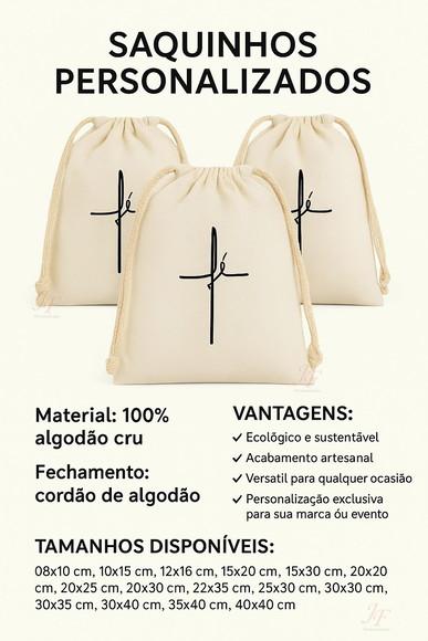 Saquinhos 08 x 10cm Personalizados Algodão Cru Lembrancinhas