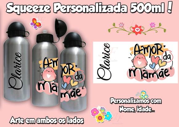 Squeeze Garrafinha 500 ml Personalizada Dia das Mães