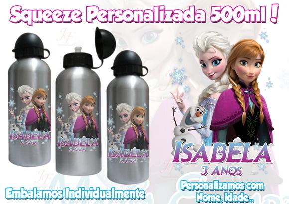 Squeeze Garrafinha Alumínio 500 ml Frozen Personalizado