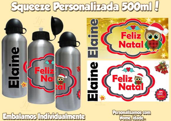 Squeeze Garrafinha Alumínio 500 ml Personalizada Natal