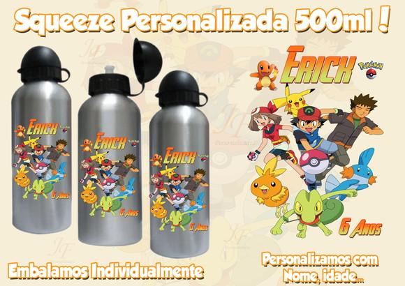 Squeeze Garrafinha Alumínio 500 ml Personalizada Pokemon