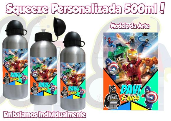 Squeeze Garrafinha Alumínio 500 ml Personalizada Tema Lego