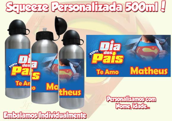 Squeeze Garrafinha Alumínio 500ml Personalizada Dia dos Pais