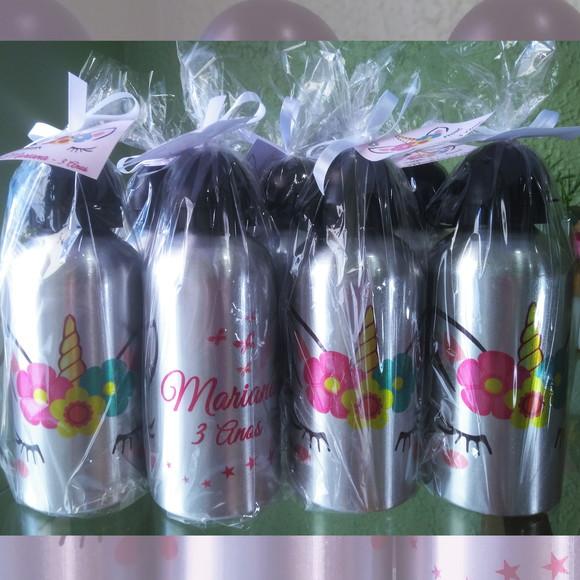 Squeeze Garrafinha Alumínio Personalizada 500 ml Unicórnio