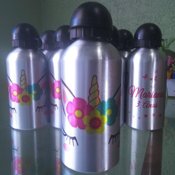 Squeeze Garrafinha Alumínio Personalizada 500 ml Unicórnio