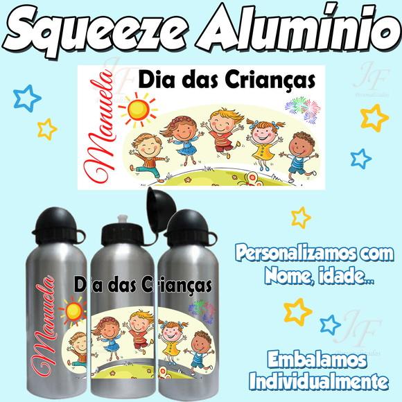 Squeeze Garrafinha Alumínio Personalizada Dias das Crianças