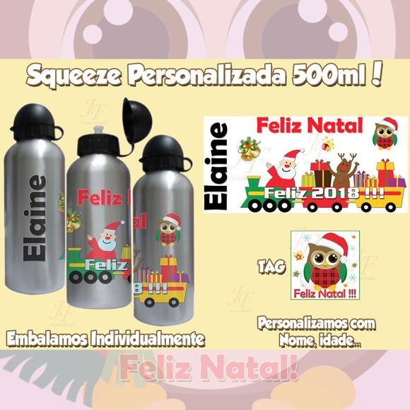 Squeeze Garrafinha Alumínio Personalizada Natal Ano Novo