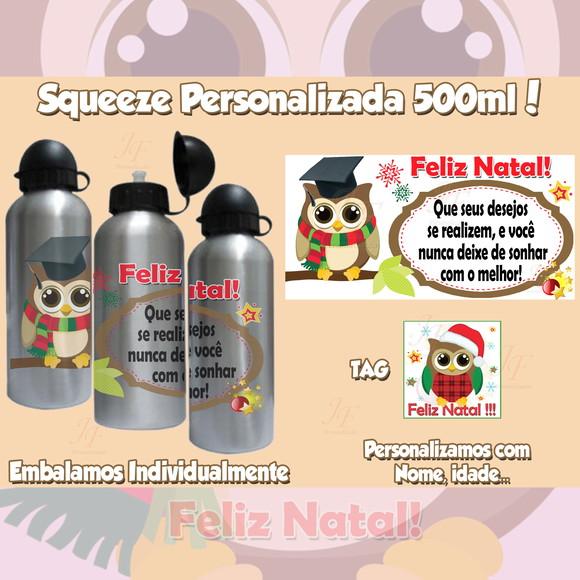 Squeeze Garrafinha Alumínio Personalizada Natal Ano Novo