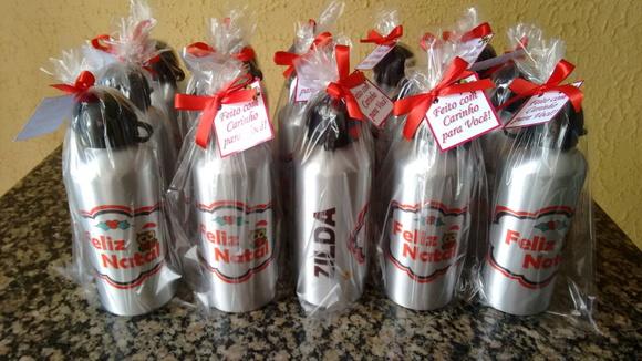 Squeeze Garrafinha Alumínio Personalizada Natal Ano Novo