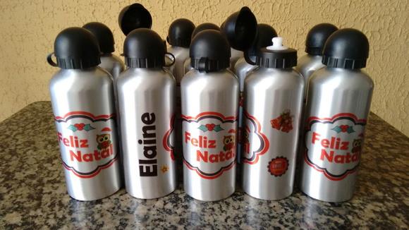 Squeeze Garrafinha Alumínio Personalizada Natal Ano Novo