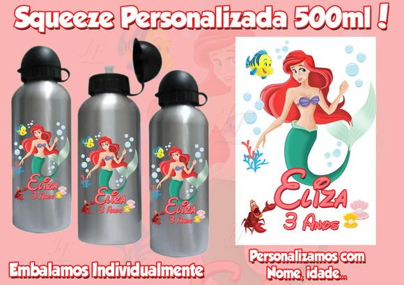 Squeeze Garrafinha Alumínio Personalizada Pequena Sereia