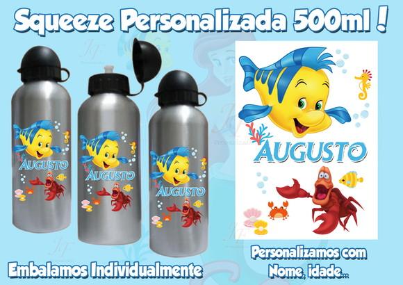 Squeeze Garrafinha Alumínio Personalizada Pequena Sereia