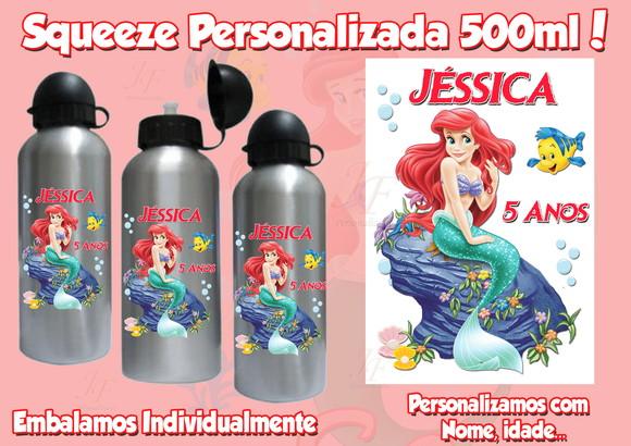 Squeeze Garrafinha Alumínio Personalizada Pequena Sereia