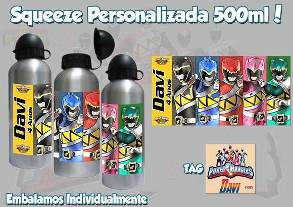 Squeeze Garrafinha Alumínio Personalizada Power Rangers