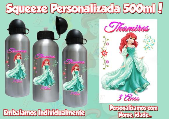Squeeze Garrafinha Alumínio Personalizada Pequena Sereia