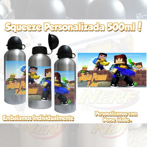 Squeeze Garrafinha em Alumínio 500ml Personalizada Tema Nerf