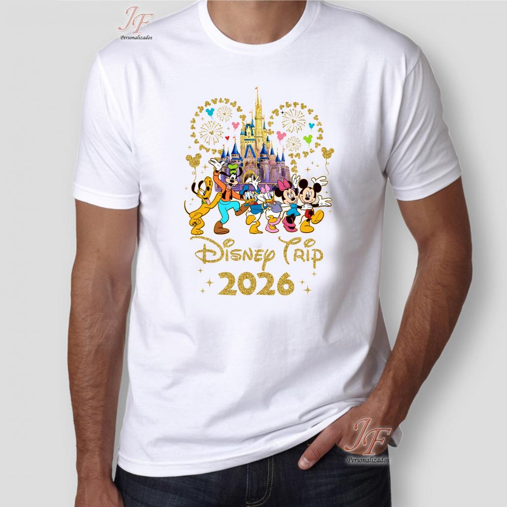 Camisa Viagem Família Disney | 03 Unidades | 100% Algodão