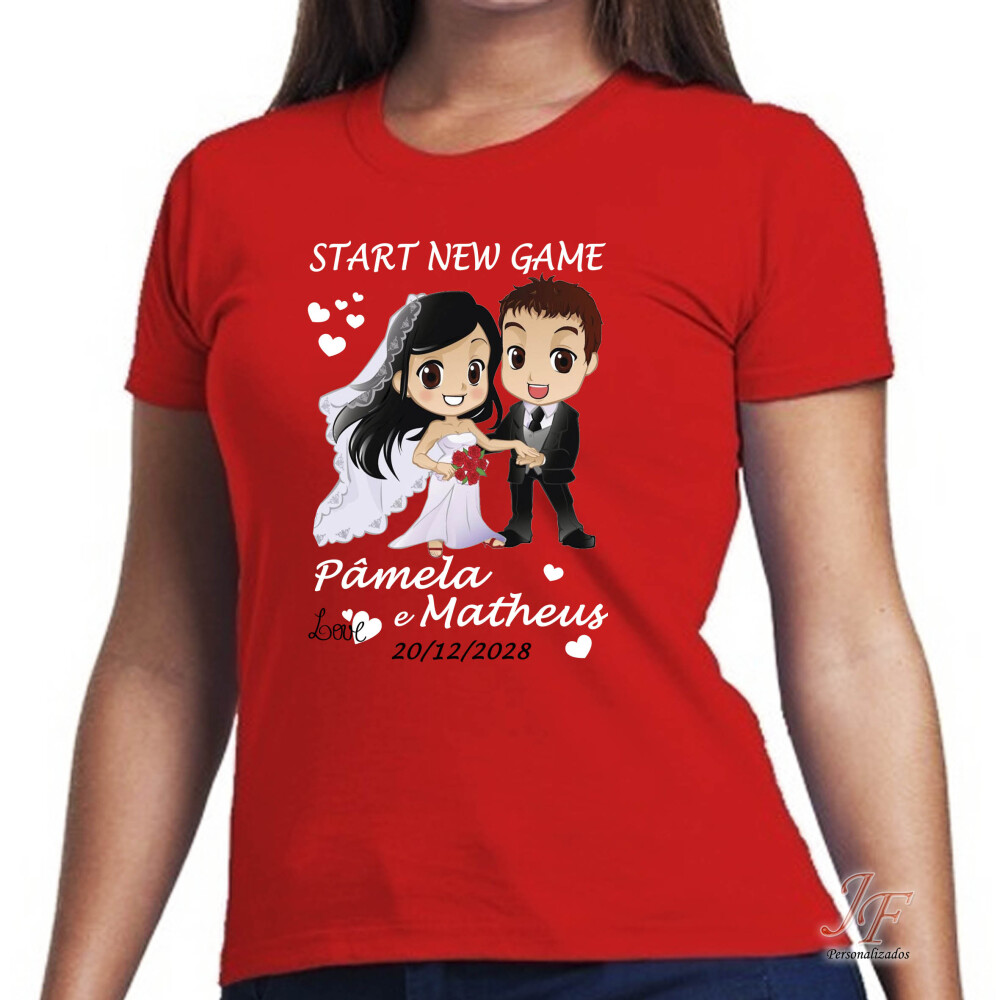 Camiseta New Game Personalizada | 02 Unidades | Camisa Noivado Sa