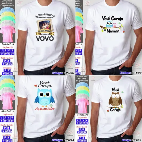 01 Camiseta Adulto Infantil Avós Personalizada