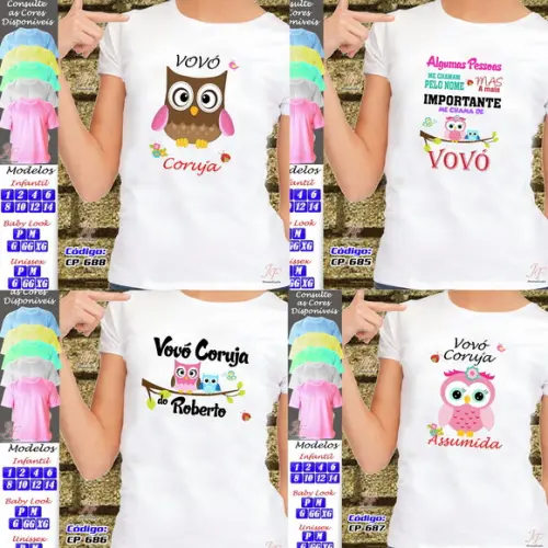 01 Camiseta Adulto Infantil Avós Personalizada