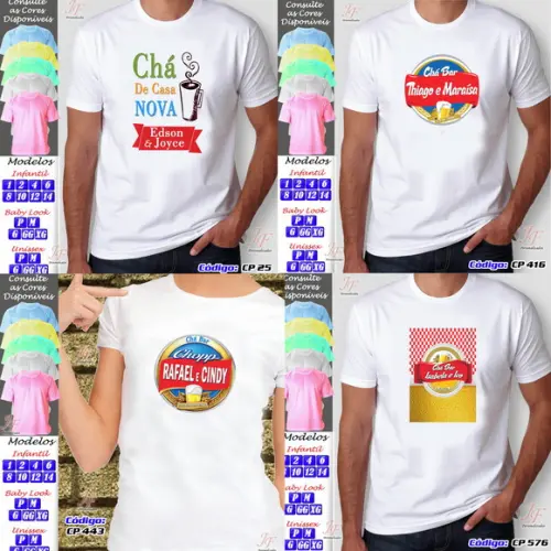 01 Camiseta Adulto Infantil Chá Bar Chá Noivos Personalizada