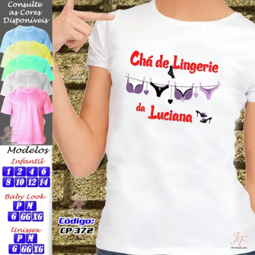 01 Camiseta Adulto Infantil Chá de Lingerie Personalizada