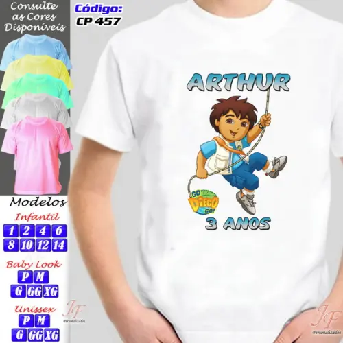 01 Camiseta Adulto Infantil Diego Personalizada