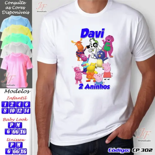 01 Camiseta Adulto Infantil Doki Personalizada