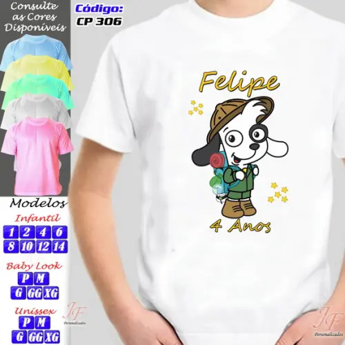 01 Camiseta Adulto Infantil Doki Personalizada