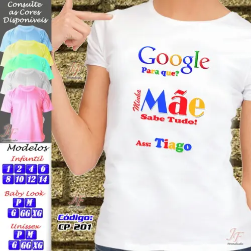 01 Camiseta Adulto Infantil Google Personalizada