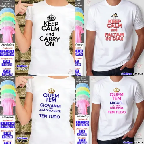01 Camiseta Adulto Infantil Keep Calm Personalizada
