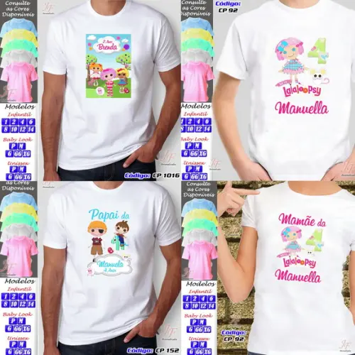 01 Camiseta Adulto Infantil Lalaloopsy Personalizada