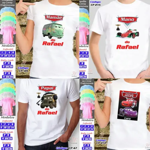 01 Camiseta Adulto Infantil Macqueen Carros Personalizada