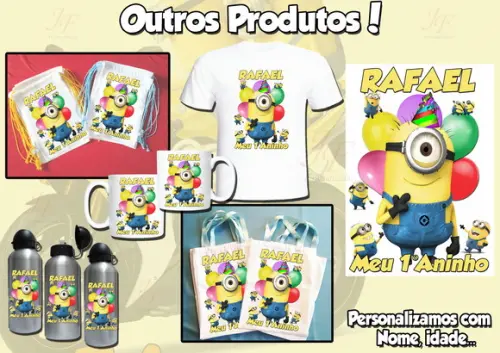 01 Camiseta Adulto Infantil Minions Personalizada