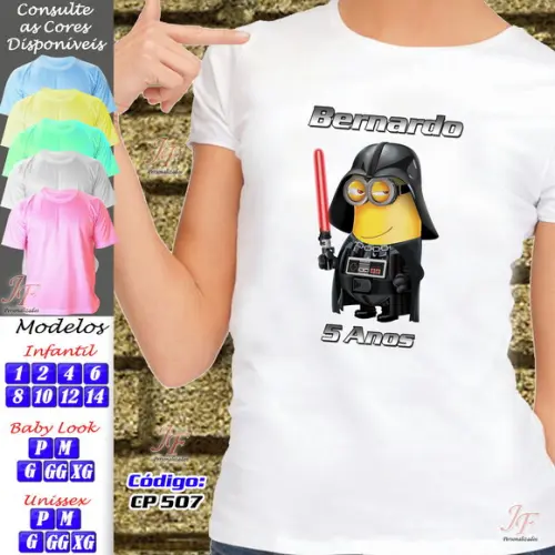 01 Camiseta Adulto Infantil Minions Star Wars Personalizada