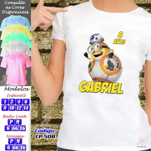 01 Camiseta Adulto Infantil Minions Star Wars Personalizada