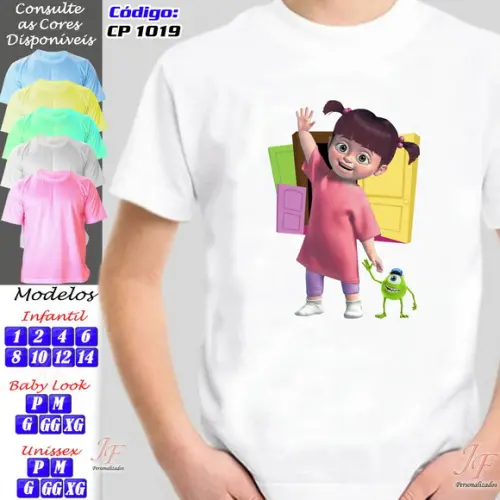 01 Camiseta Adulto Infantil Monstros SA Personalizada